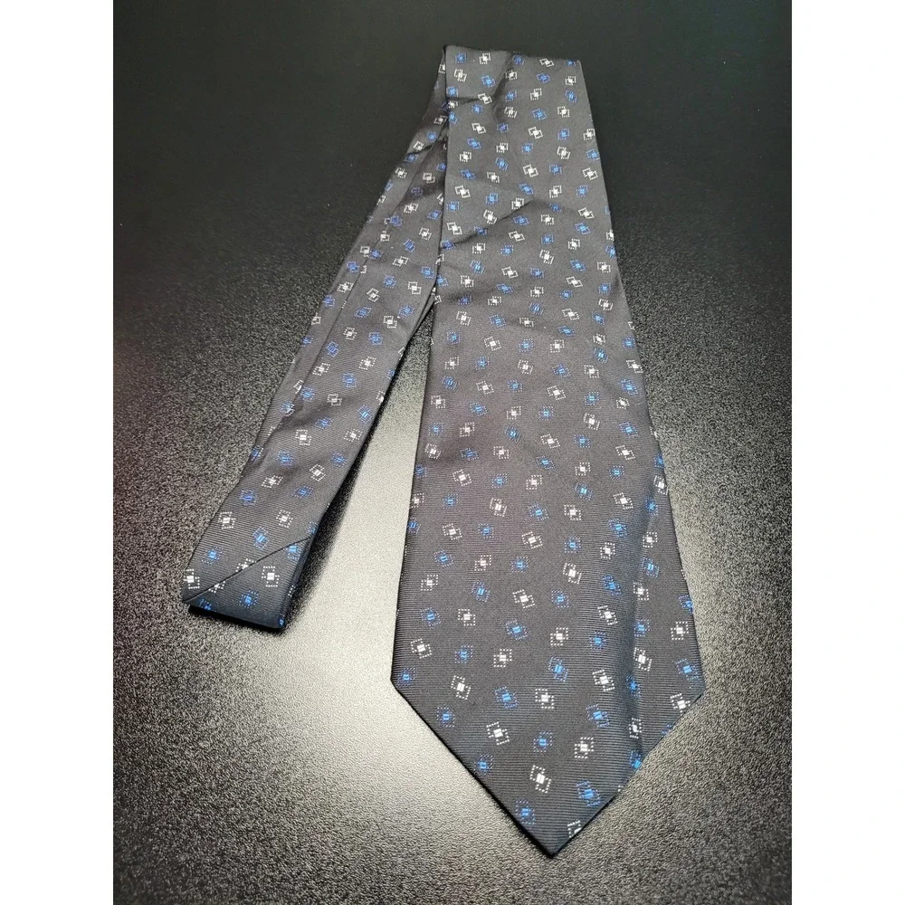 Polo Ralph Lauren Men's Necktie Navy Blue Geometric Silk 3.75
